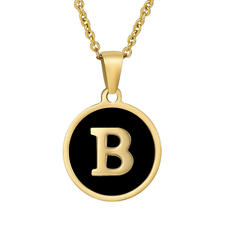 Perrine black initial disc necklace, letter B