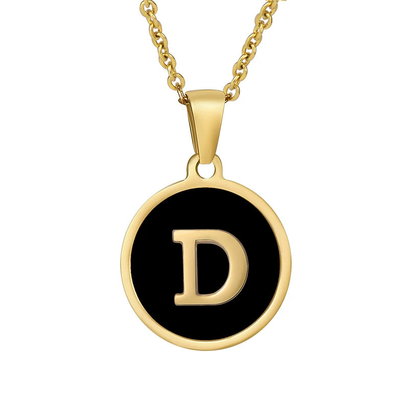 Perrine black initial disc necklace, letter D