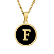 Perrine black initial disc necklace, letter F