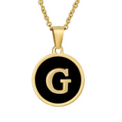 Perrine black initial disc necklace, letter G