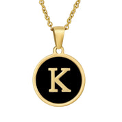 Perrine black initial disc necklace, letter K