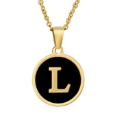 Perrine black initial disc necklace, letter L