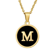 Perrine black initial disc necklace, letter M