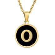 Perrine black initial disc necklace, letter O