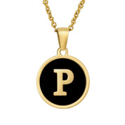 Perrine black initial disc necklace, letter P