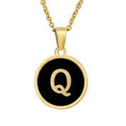 Perrine black initial disc necklace, letter Q