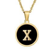 Perrine black initial disc necklace, letter X