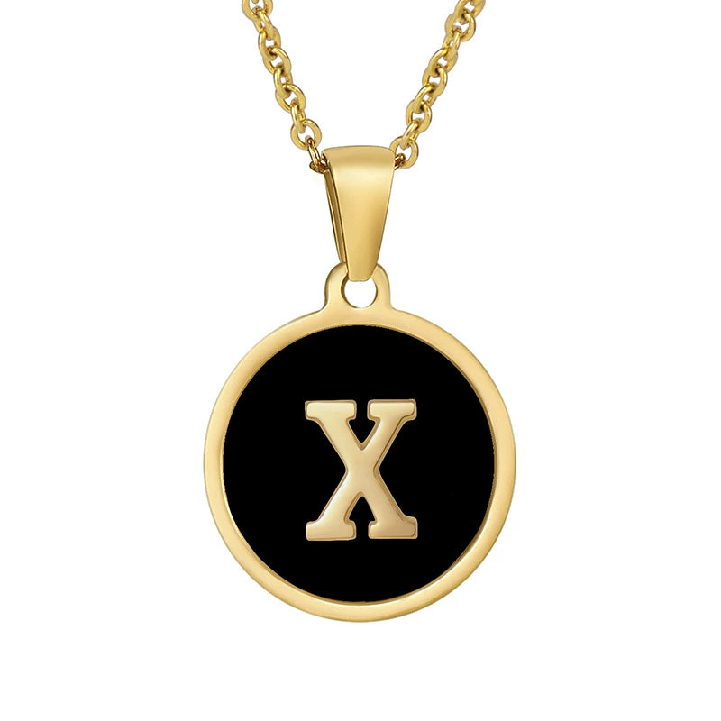 Perrine black initial disc necklace, letter X
