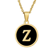 Perrine black initial disc necklace, letter Z