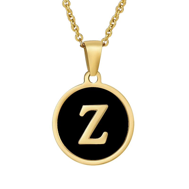 Perrine black initial disc necklace, letter Z