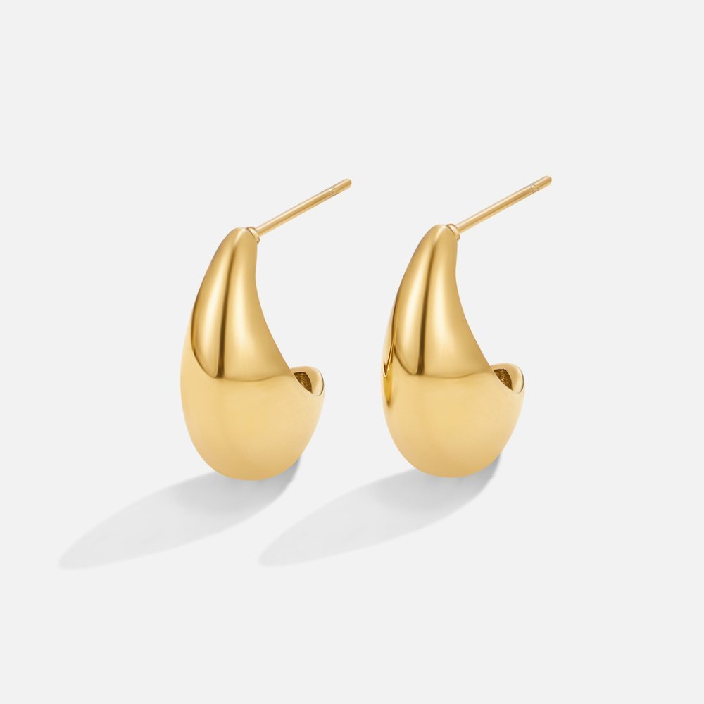 Petite Curved Gold Hoops - Earrings - 2
