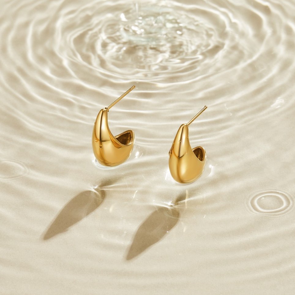 Petite Curved Gold Hoops - Earrings - 4