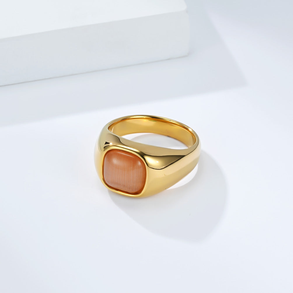 Odette Pink Cat's Eye Ring
