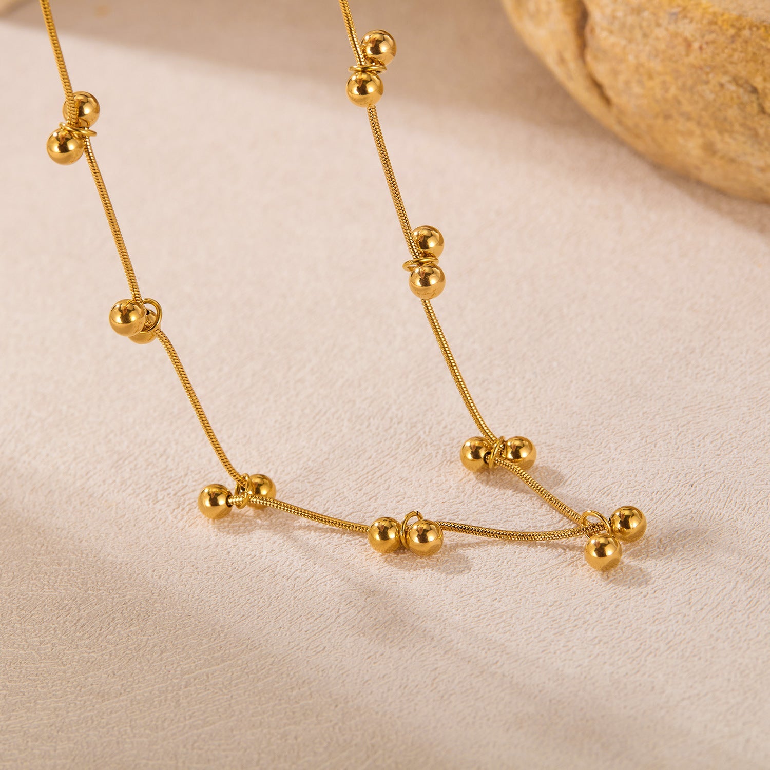 Raya Beaded Necklace - Gold - 4