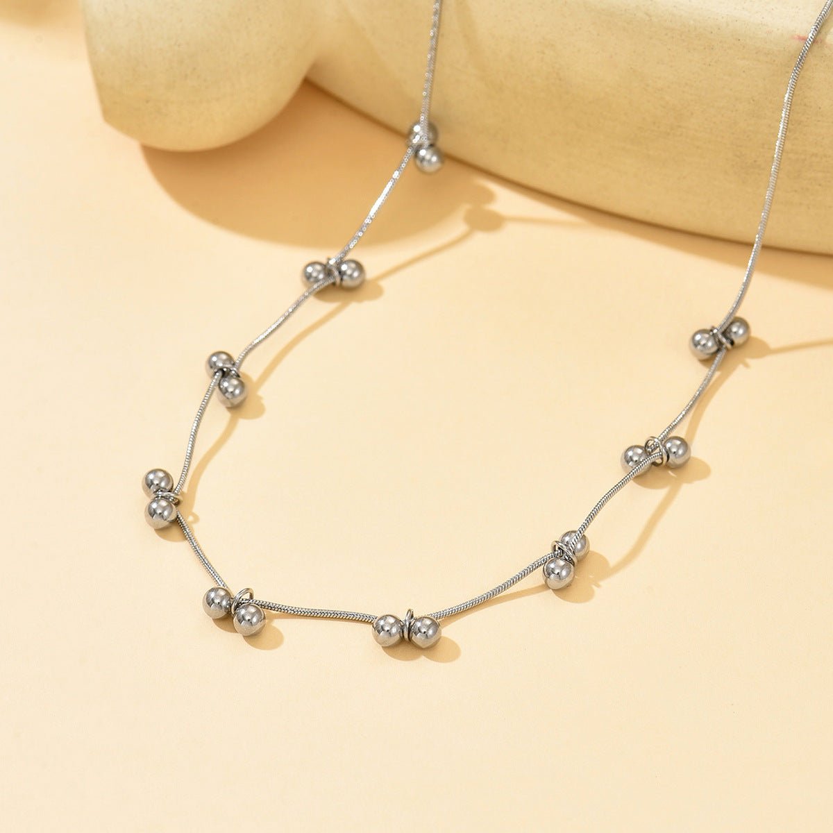 Raya Beaded Necklace - Silver - 6