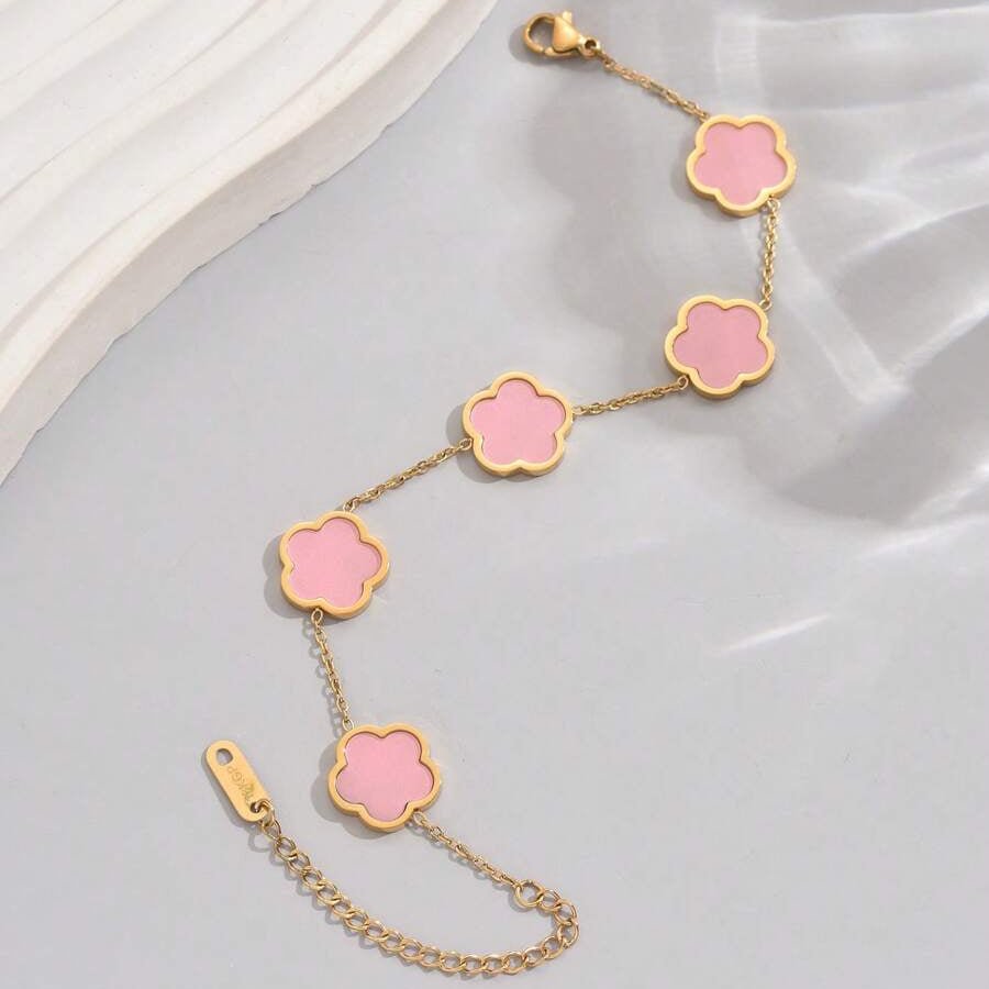 Rhea Clover Bracelet - Pink - 11