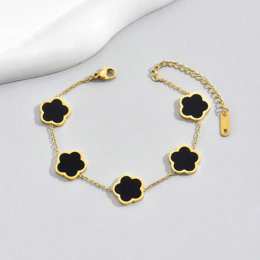 Rhea Clover Bracelet - Black - 2