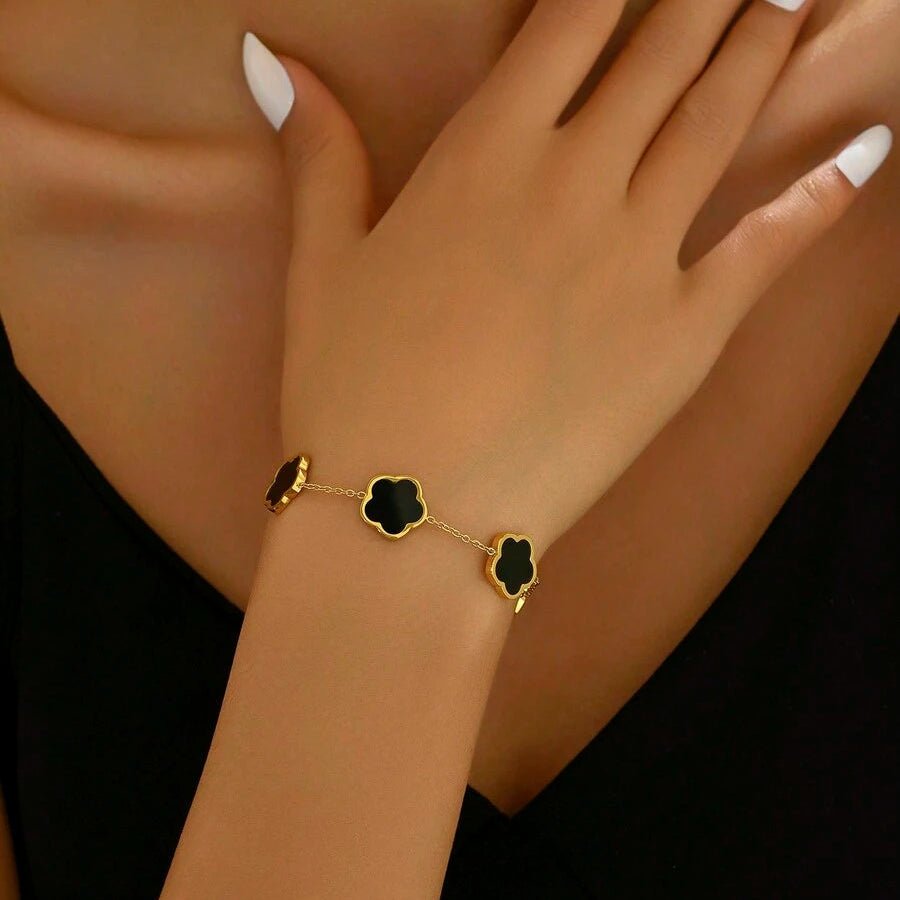 Rhea Clover Bracelet - Black - 1