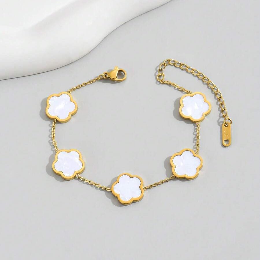 Rhea Clover Bracelet - White - 5