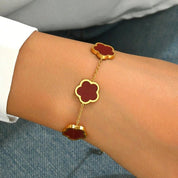 Rhea Clover Bracelet - Burgundy - 9