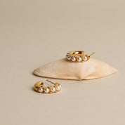 Sage Pearl Huggies - pair of earrings - Silver - 8