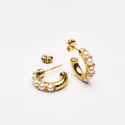 Sage Pearl Huggies - pair of earrings - Gold - 2