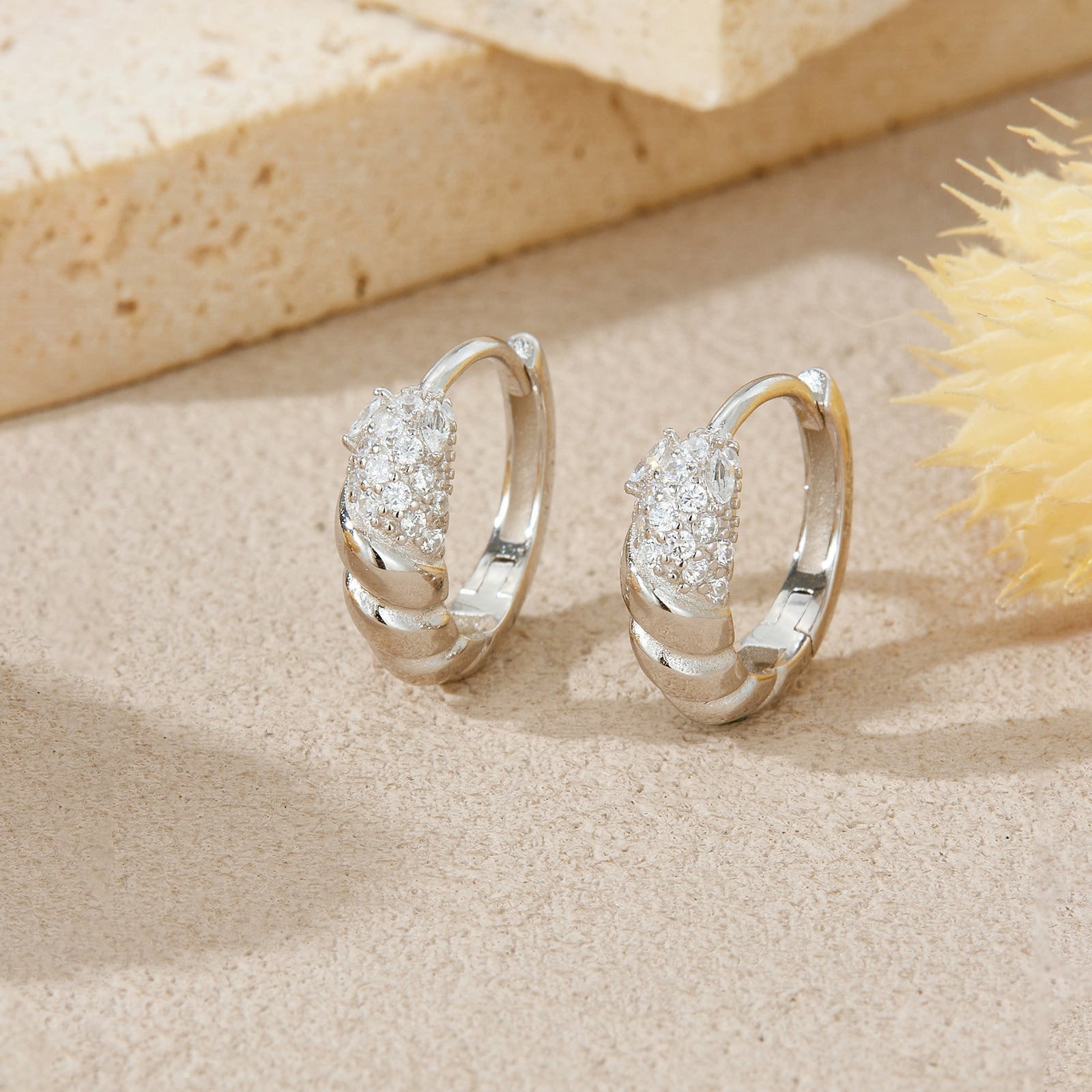 Selene Crystal Hoops - Platinum - 4