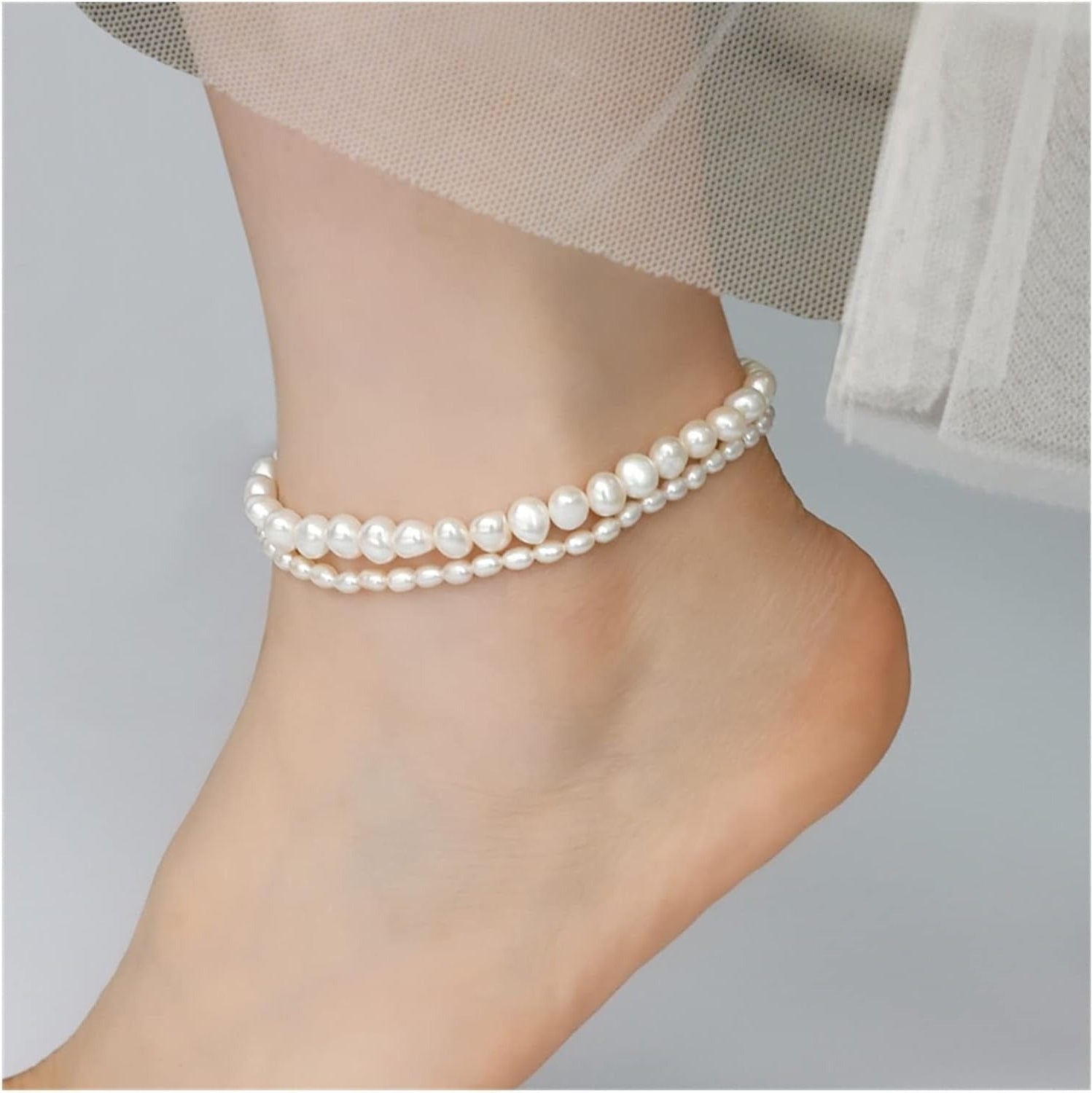 Serena Natural Pearl Anklet - Anklet - Gold - 3