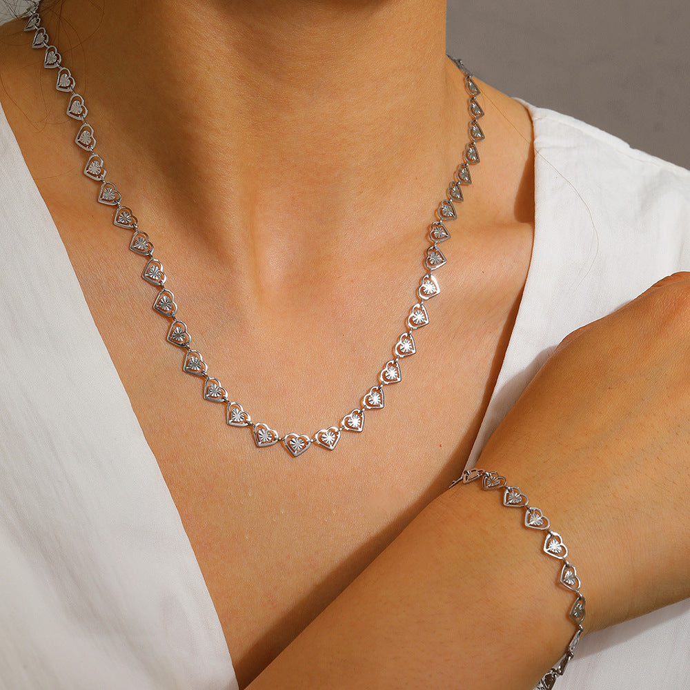 Cora Silver Heart Jewelry Set