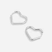 Silver Heart Shaped Hoops - Earrings - 2