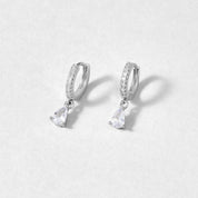 Silver Hoops with White Crystals - Earrings - 2