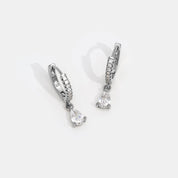 Silver Hoops with White Crystals - Earrings - 3