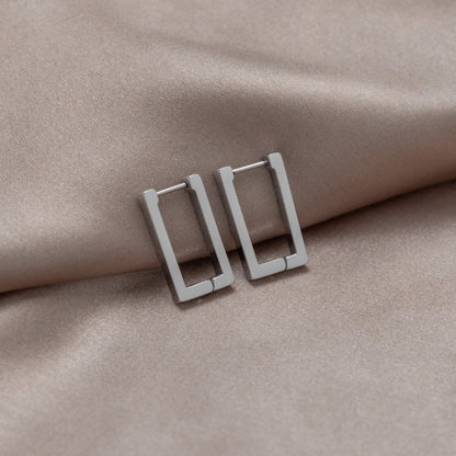 Silver Rectangle Hoop Earrings - My StoreEarrings