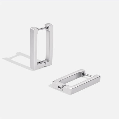 Silver Rectangle Hoop Earrings - My StoreEarrings