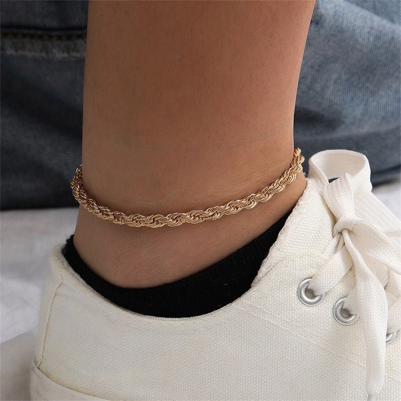 Solara Rope Chain Anklet - Gold - 1