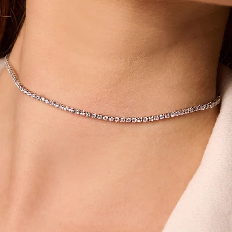 Soraya Crystal Choker - Silver - 14 inches - 5