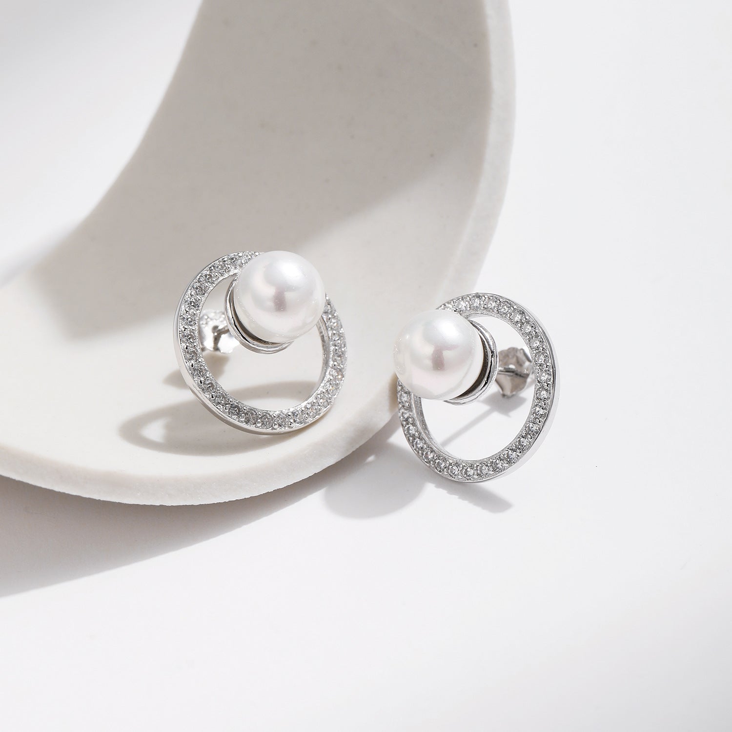 Soraya Silver Stud Earrings - NAVALLI