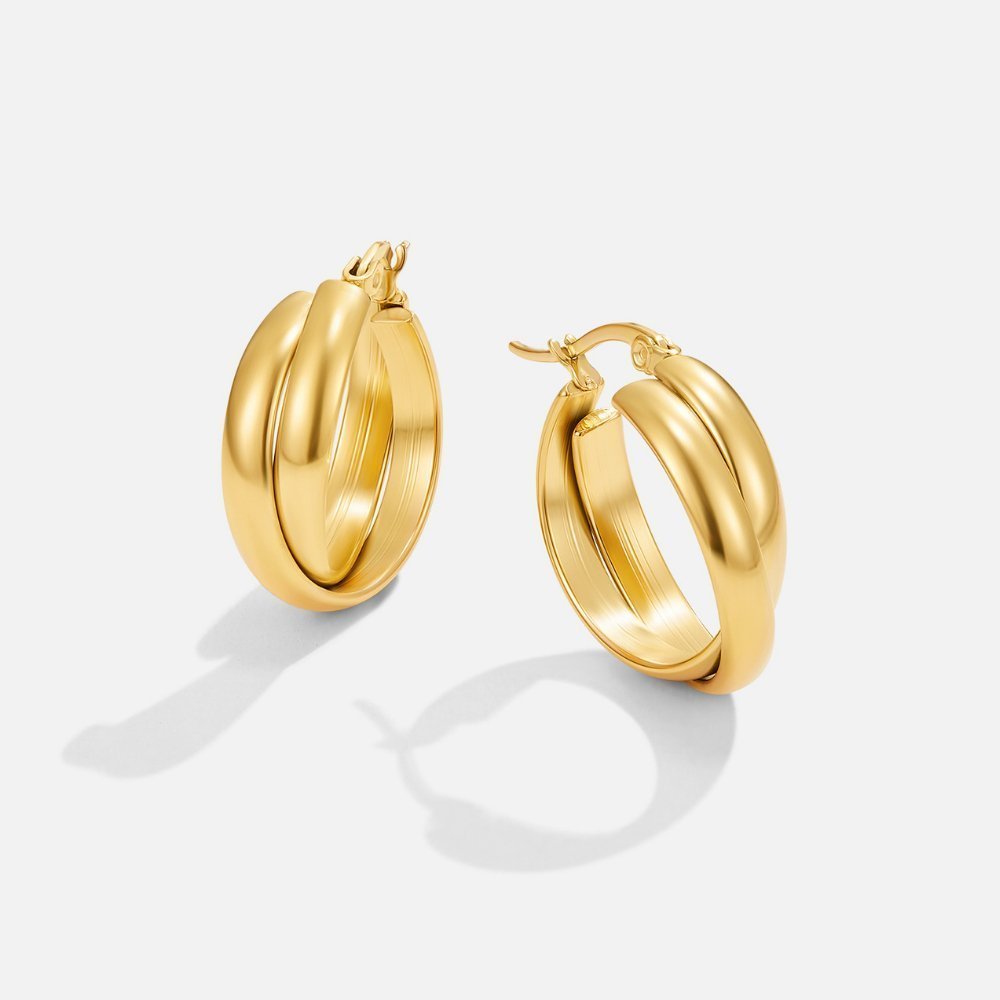 Talia Sleek Gold Hoops - Earrings - 2