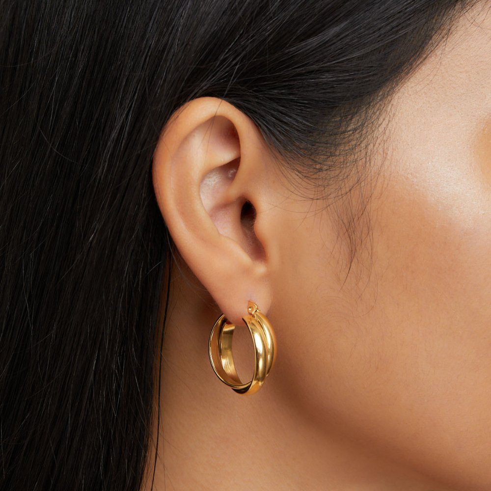 Talia Sleek Gold Hoops - Earrings - 4
