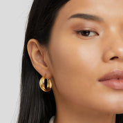 Talia Sleek Gold Hoops - Earrings - 3