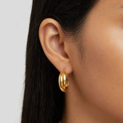 Talia Sleek Gold Hoops - Earrings - 1