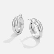Talia Sleek Silver Hoops - Earrings - 6