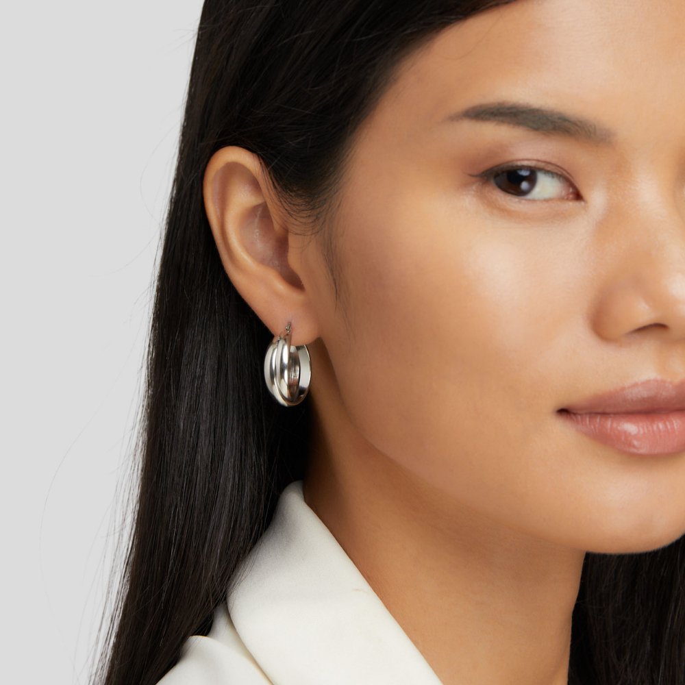Talia Sleek Silver Hoops - Earrings - 3