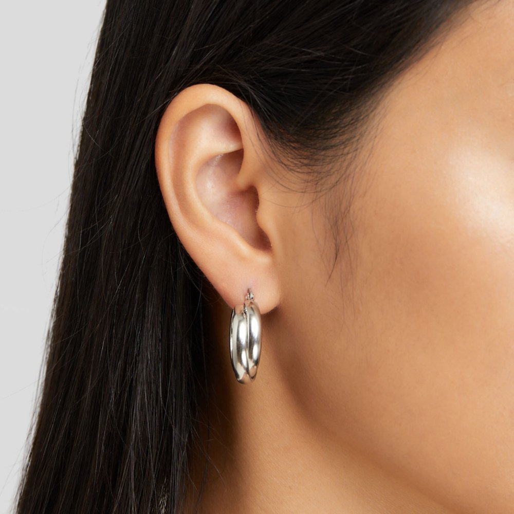 Talia Sleek Silver Hoops - Earrings - 4