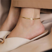 Thalia Herringbone Anklet - Gold - 1