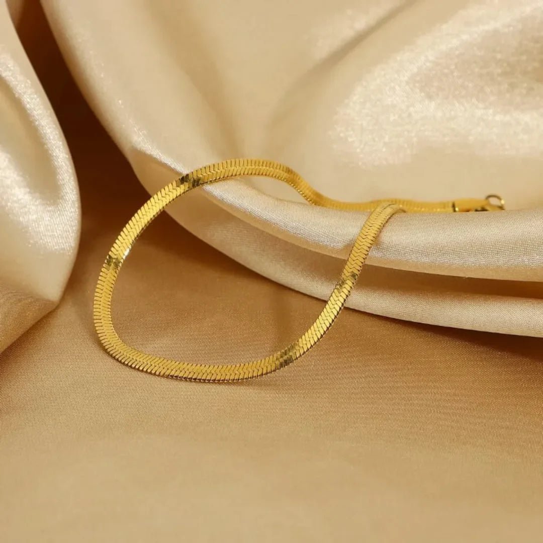 Thalia Herringbone Anklet - Gold - 2