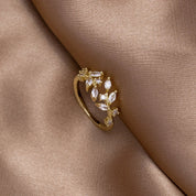 Thalia Leaf Crystal Ring - Ring - Gold - 3
