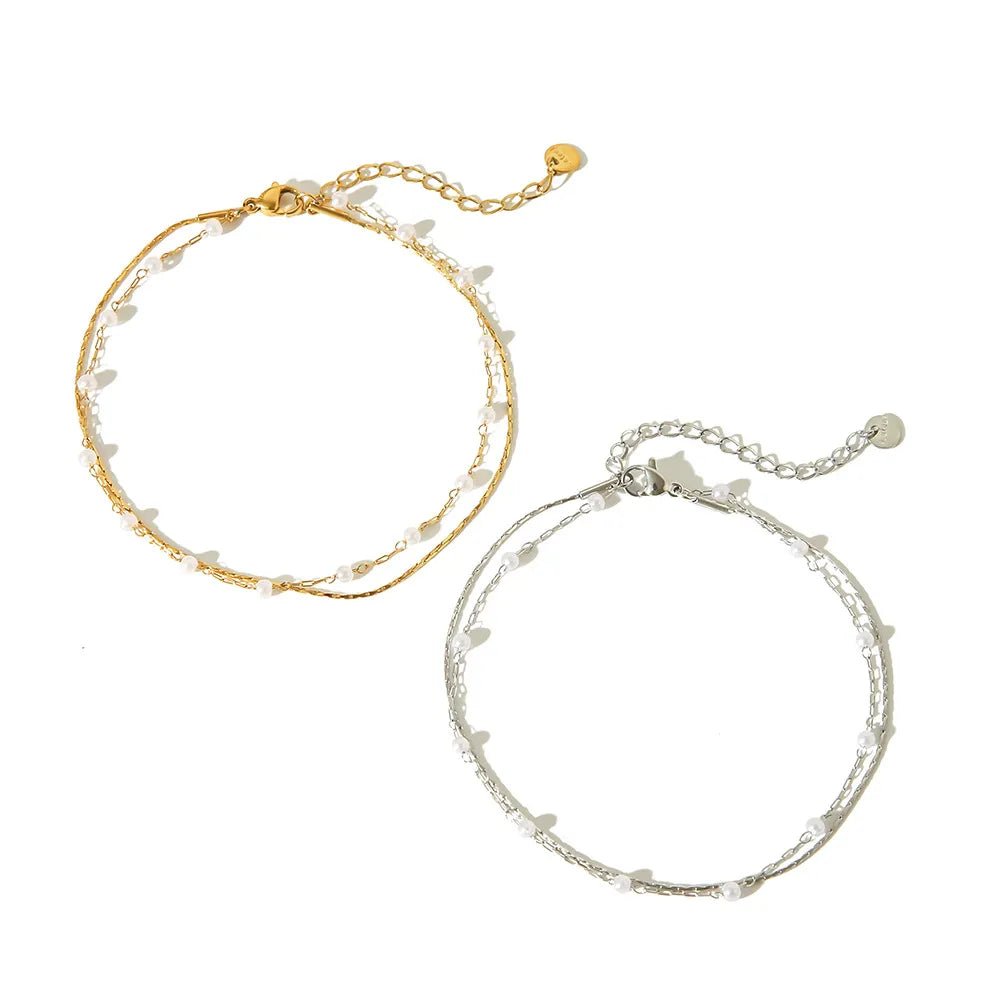 Thalia Pearl Duo Anklet - Anklet - Gold - 4