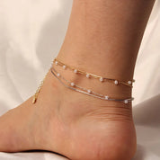 Thalia Pearl Duo Anklet - Anklet - Gold - 1