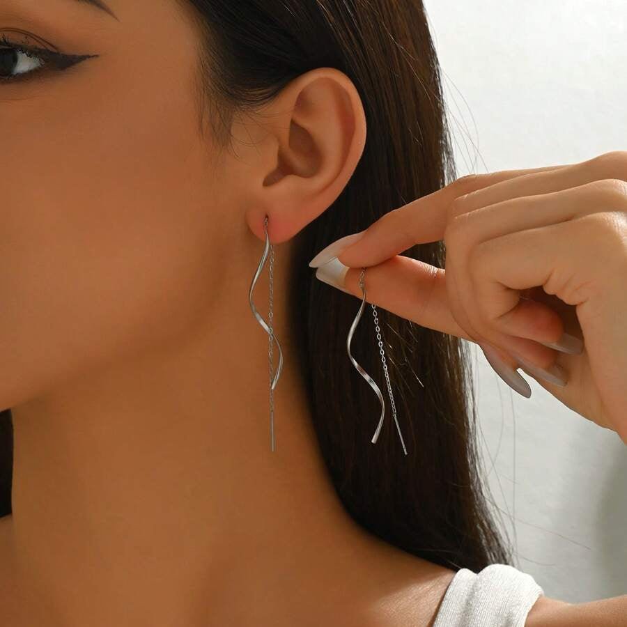 Vera Slim Earrings - Silver - 2